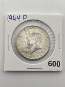 1964 D Kennedy Half Dollar Silver Coin