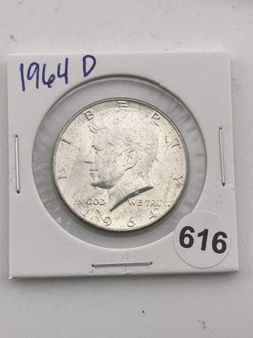 1964 D Kennedy Half Dollar Silver Coin: KEY WORDS: INDIAN ARTIFACT ARTIFACTS ARROWHEAD ARROWHEADS NATIVE AMERICAN MISSISSIPPIAN QUAPAW CADDO POTTERY COINS MORGAN DOLLAR PEACE DOLLAR SILVER COINS Arkansas. Now taking in consignments for pre-
