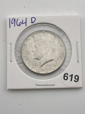 1964 D Kennedy Half Dollar Silver Coin: KEY WORDS: INDIAN ARTIFACT ARTIFACTS ARROWHEAD ARROWHEADS NATIVE AMERICAN MISSISSIPPIAN QUAPAW CADDO POTTERY COINS MORGAN DOLLAR PEACE DOLLAR SILVER COINS Arkansas. Now taking in consignments for pre-
