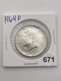 1964 D Kennedy Half Dollar Silver Coin