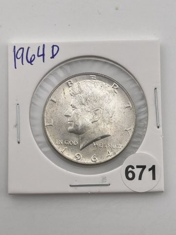 1964 D Kennedy Half Dollar Silver Coin: KEY WORDS: INDIAN ARTIFACT ARTIFACTS ARROWHEAD ARROWHEADS NATIVE AMERICAN MISSISSIPPIAN QUAPAW CADDO POTTERY COINS MORGAN DOLLAR PEACE DOLLAR SILVER COINS Arkansas. Now taking in consignments for pre-