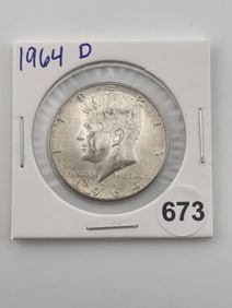 1964 D Kennedy Half Dollar Silver Coin