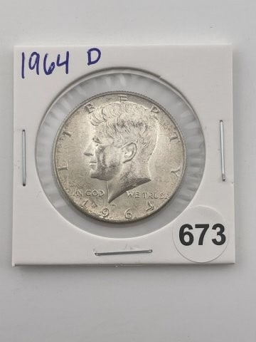 1964 D Kennedy Half Dollar Silver Coin: KEY WORDS: INDIAN ARTIFACT ARTIFACTS ARROWHEAD ARROWHEADS NATIVE AMERICAN MISSISSIPPIAN QUAPAW CADDO POTTERY COINS MORGAN DOLLAR PEACE DOLLAR SILVER COINS Arkansas. Now taking in consignments for pre-
