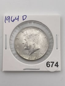1964 D Kennedy Half Dollar Silver Coin
