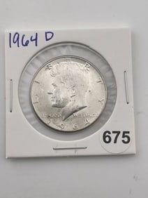 1964 D Kennedy Half Dollar Silver Coin
