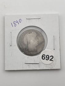 1890 Barber Quarter Coin