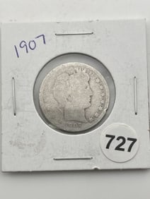 1907 Barber Quarter Coin