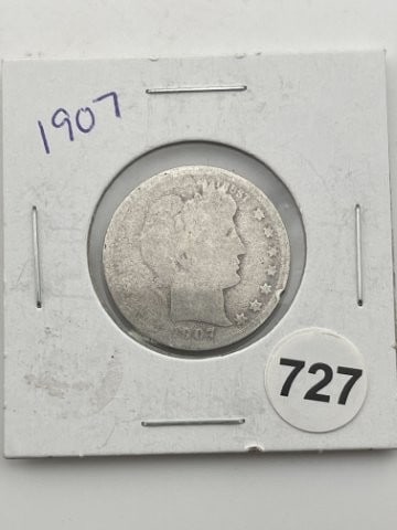 1907 Barber Quarter Coin (1 of 2)