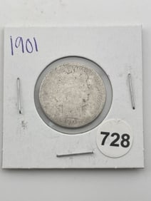 1901 Barber Quarter Coin