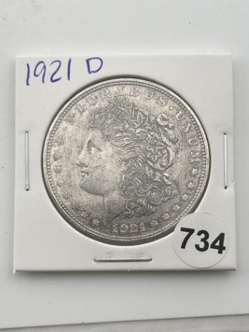 1921 D Morgan Silver Dollar Coin: KEY WORDS: INDIAN ARTIFACT ARTIFACTS ARROWHEAD ARROWHEADS NATIVE AMERICAN MISSISSIPPIAN QUAPAW CADDO POTTERY COINS MORGAN DOLLAR PEACE DOLLAR SILVER COINS Arkansas. Now taking in consignments for pre-