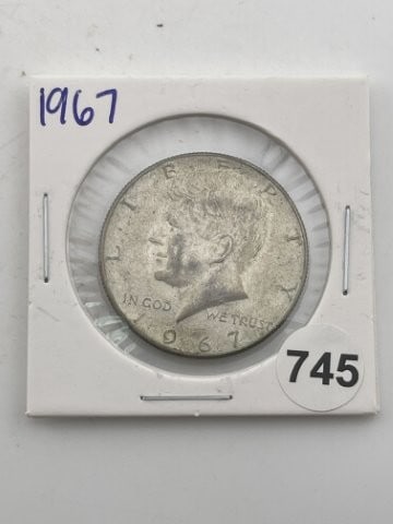 1967 Kennedy Half Dollar Silver Coin: KEY WORDS: INDIAN ARTIFACT ARTIFACTS ARROWHEAD ARROWHEADS NATIVE AMERICAN MISSISSIPPIAN QUAPAW CADDO POTTERY COINS MORGAN DOLLAR PEACE DOLLAR SILVER COINS Arkansas. Now taking in consignments for pre-