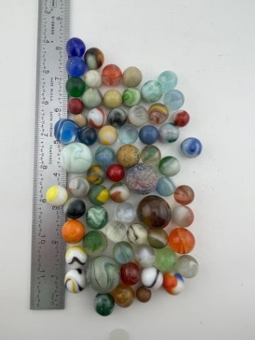 Group of Very Nice Marbles: KEY WORDS: INDIAN ARTIFACT ARTIFACTS ARROWHEAD ARROWHEADS NATIVE AMERICAN MISSISSIPPIAN QUAPAW CADDO POTTERY COINS MORGAN DOLLAR PEACE DOLLAR SILVER COINS Arkansas. Now taking in consignments for pre-