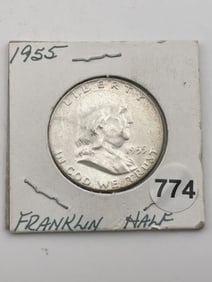 1955 Franklin Half Dollar Silver Coin