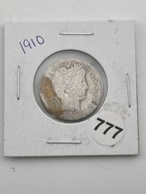 1910 Barber Quarter Coin
