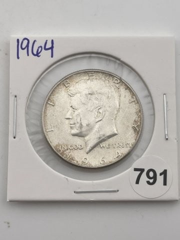 1964 Kennedy Half Dollar Silver Coin: KEY WORDS: INDIAN ARTIFACT ARTIFACTS ARROWHEAD ARROWHEADS NATIVE AMERICAN MISSISSIPPIAN QUAPAW CADDO POTTERY COINS MORGAN DOLLAR PEACE DOLLAR SILVER COINS Arkansas. Now taking in consignments for pre-