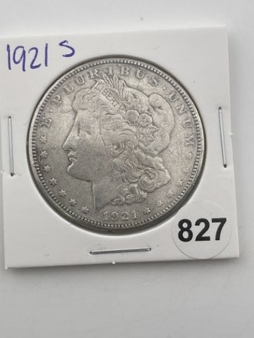 1921 S Morgan Silver Dollar Coin: KEY WORDS: INDIAN ARTIFACT ARTIFACTS ARROWHEAD ARROWHEADS NATIVE AMERICAN MISSISSIPPIAN QUAPAW CADDO POTTERY COINS MORGAN DOLLAR PEACE DOLLAR SILVER COINS Arkansas. Now taking in consignments for pre-