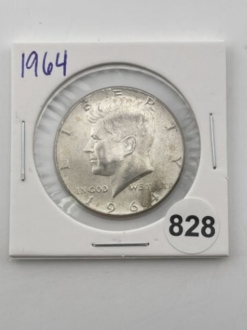 1964 Kennedy Half Dollar Silver Coin: KEY WORDS: INDIAN ARTIFACT ARTIFACTS ARROWHEAD ARROWHEADS NATIVE AMERICAN MISSISSIPPIAN QUAPAW CADDO POTTERY COINS MORGAN DOLLAR PEACE DOLLAR SILVER COINS Arkansas. Now taking in consignments for pre-