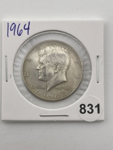 1964 Kennedy Half Dollar Silver Coin: KEY WORDS: INDIAN ARTIFACT ARTIFACTS ARROWHEAD ARROWHEADS NATIVE AMERICAN MISSISSIPPIAN QUAPAW CADDO POTTERY COINS MORGAN DOLLAR PEACE DOLLAR SILVER COINS Arkansas. Now taking in consignments for pre-