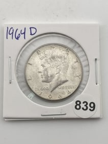 1964 D Kennedy Half Dollar Silver Coin
