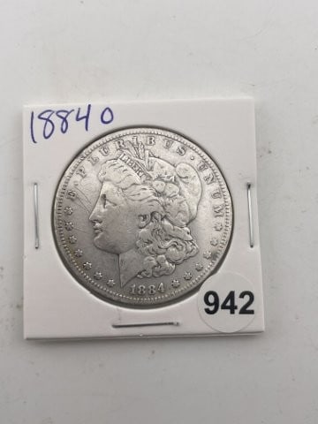 1884 O Morgan Silver Dollar Coin: KEY WORDS: INDIAN ARTIFACT ARTIFACTS ARROWHEAD ARROWHEADS NATIVE AMERICAN MISSISSIPPIAN QUAPAW CADDO POTTERY COINS MORGAN DOLLAR PEACE DOLLAR SILVER COINS Arkansas. Now taking in consignments for pre-