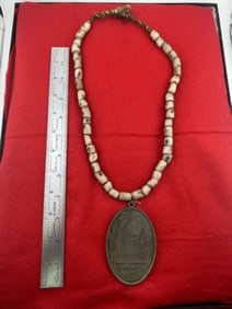 George Washington Presidential Medal with Trade Bead Necklace Riker Frame IS included