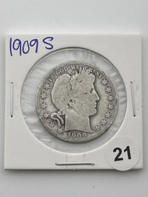 1909 S Barber Half Dollar Coin