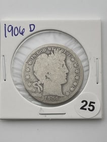 1906 D Barber Half Dollar Coin