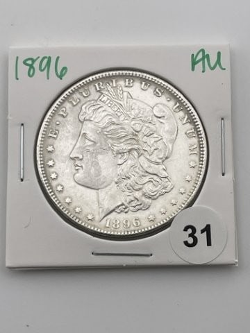 1896 AU Morgan Silver Dollar Coin: All coins have been Sigma tested for authenticity. Please bid with confidence. KEY WORDS: INDIAN ARTIFACT ARTIFACTS ARROWHEAD ARROWHEADS NATIVE AMERICAN MISSISSIPPIAN QUAPAW CADDO POTTERY COINS MORGAN