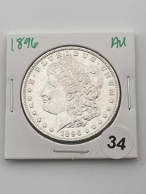 1896 AU Morgan Silver Dollar Coin