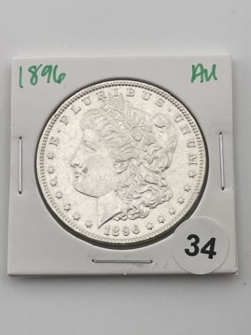 1896 AU Morgan Silver Dollar Coin: All coins have been Sigma tested for authenticity. Please bid with confidence. KEY WORDS: INDIAN ARTIFACT ARTIFACTS ARROWHEAD ARROWHEADS NATIVE AMERICAN MISSISSIPPIAN QUAPAW CADDO POTTERY COINS MORGAN