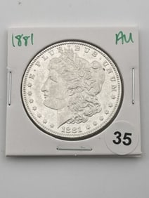 1881 AU Morgan Silver Dollar Coin