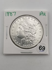 1887 AU Morgan Silver Dollar Coin