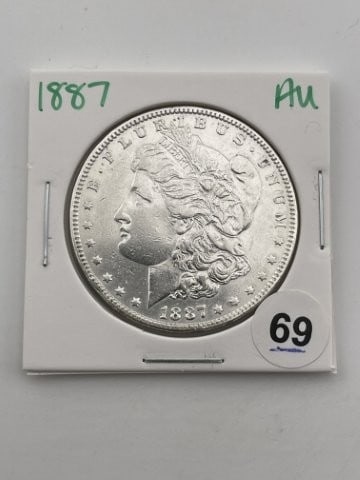 1887 AU Morgan Silver Dollar Coin (1 of 2)