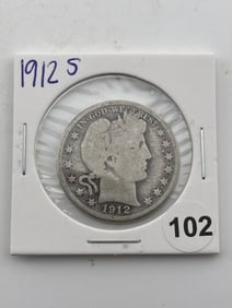 1912 S Barber Half Dollar Coin