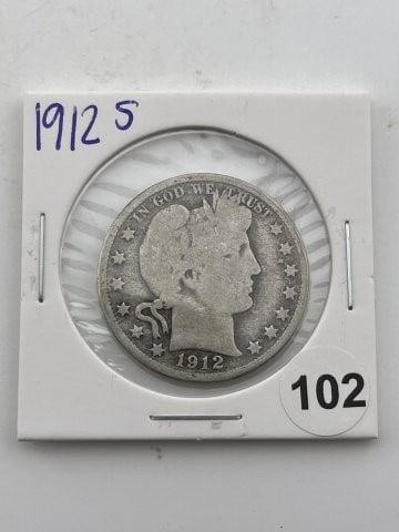 1912 S Barber Half Dollar Coin (1 of 2)