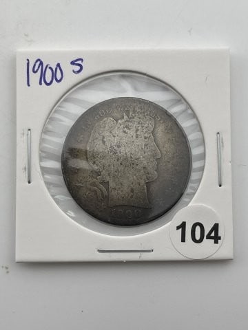 1900 S Barber Half Dollar Coin (1 of 2)