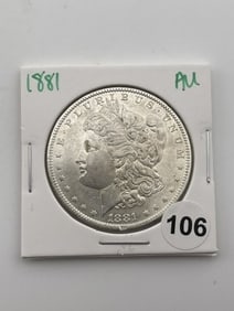 1881 AU Morgan Silver Dollar Coin