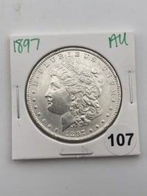 1897 AU Morgan Silver Dollar Coin