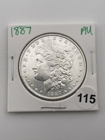 1887 AU Morgan Silver Dollar Coin