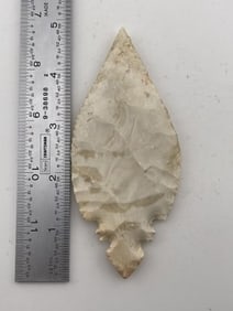 4 & 7/8" Double Notch Turkeytail Indian Artifact Arrowhead