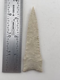 3 & 1/2" Dalton great bevling & serated Indian Artifact Arrowhead