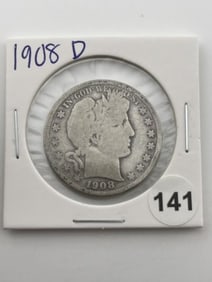 1908 D Barber Half Dollar Coin