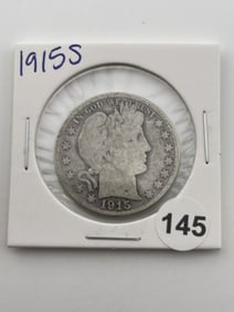 1915 S Barber Half Dollar Coin