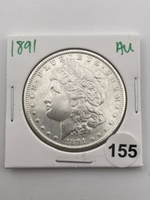 1891 AU Morgan Silver Dollar Coin