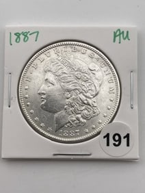 1887 AU Morgan Silver Dollar Coin