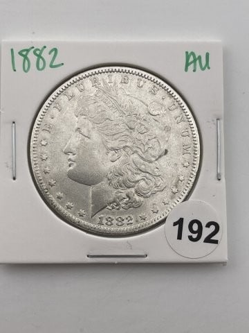 1882 AU Morgan Silver Dollar Coin: All coins have been Sigma tested for authenticity. Please bid with confidence. KEY WORDS: INDIAN ARTIFACT ARTIFACTS ARROWHEAD ARROWHEADS NATIVE AMERICAN MISSISSIPPIAN QUAPAW CADDO POTTERY COINS MORGAN
