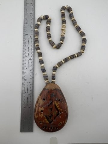 Trade Bead Necklace with Wistle Pendant Indian Artifact Arrowhead: KEY WORDS: INDIAN ARTIFACT ARTIFACTS ARROWHEAD ARROWHEADS NATIVE AMERICAN MISSISSIPPIAN QUAPAW CADDO POTTERY COINS MORGAN DOLLAR PEACE DOLLAR SILVER COINS Arkansas. Now taking in consignments for pre-