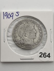 1909 S Barber Half Dollar Coin