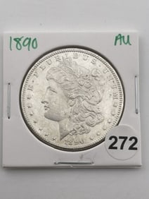 1890 AU Morgan Silver Dollar Coin