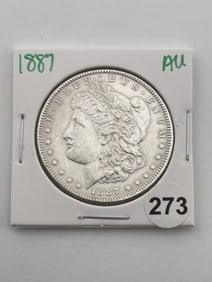 1887 AU Morgan Silver Dollar Coin